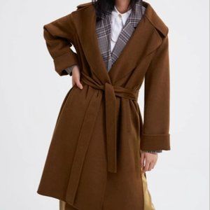 ZARA wool toffe brown belted Coat S